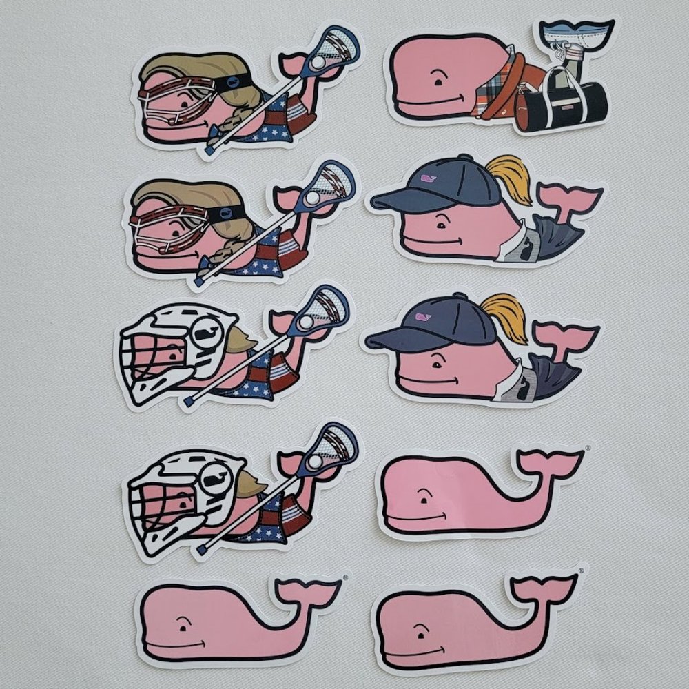 Lot of 10 VINEYARD VINES Pink Whale Decal Logo Stickers Limited Edition NEW